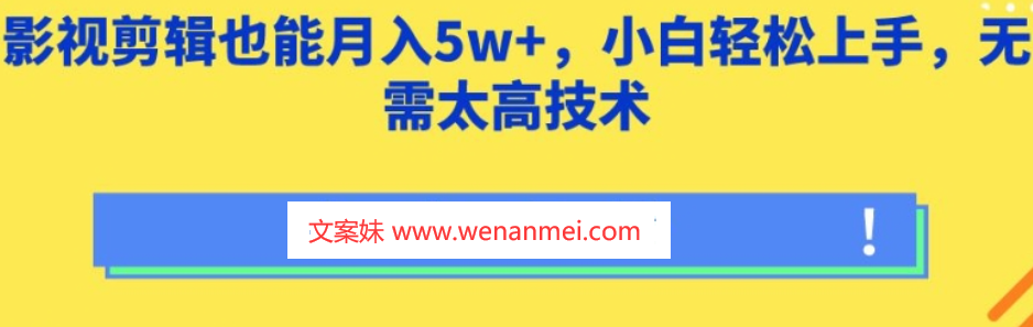 【视频课程】影视剪辑也能月入5w+，小白轻松上手，无需太高技术-AI电影文案解说网