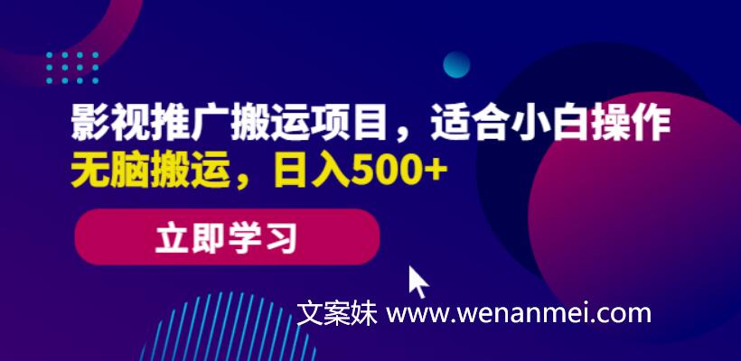 【视频课程】影视推广搬运项目,小白操作日入500+,影视搬运赚钱-AI电影文案解说网