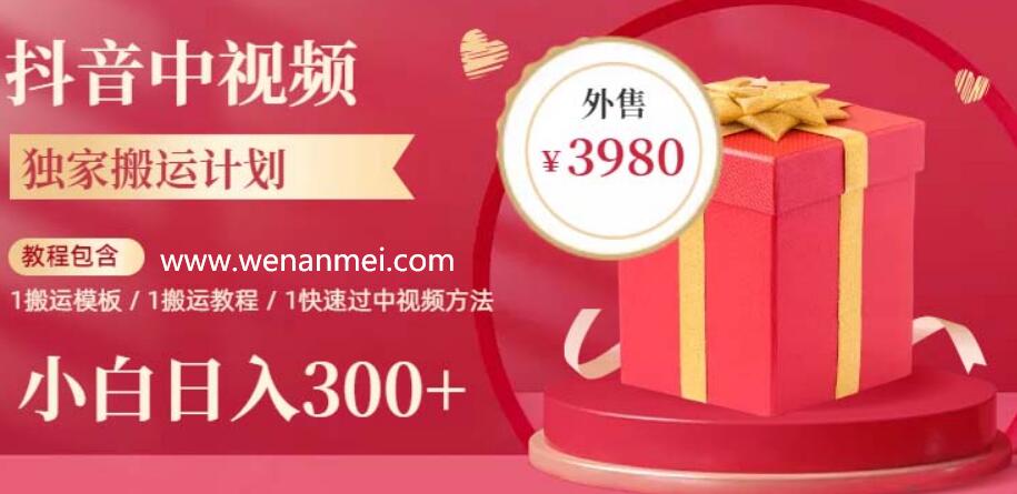 【视频课程】2023年独家抖音中视频搬运计划，每天30分钟到1小时搬运，小白轻松日入300+-AI电影文案解说网