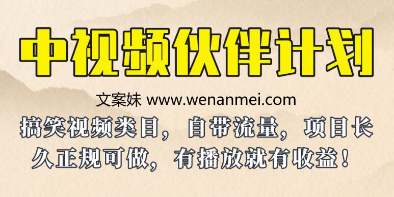 【视频课程】中视频伙伴计划玩法，搞笑类目自带流量，长期稳定收益-AI电影文案解说网
